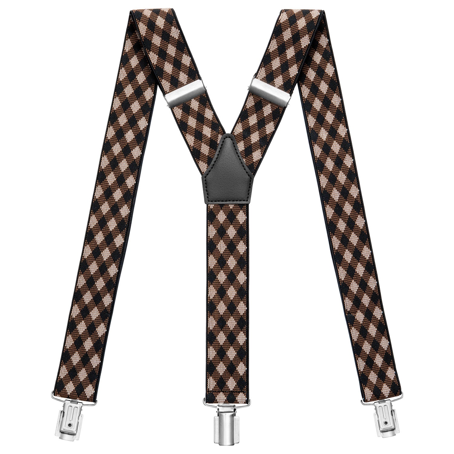 Braun Beige Muster Hosenträger in Y-Form mit starken Clips