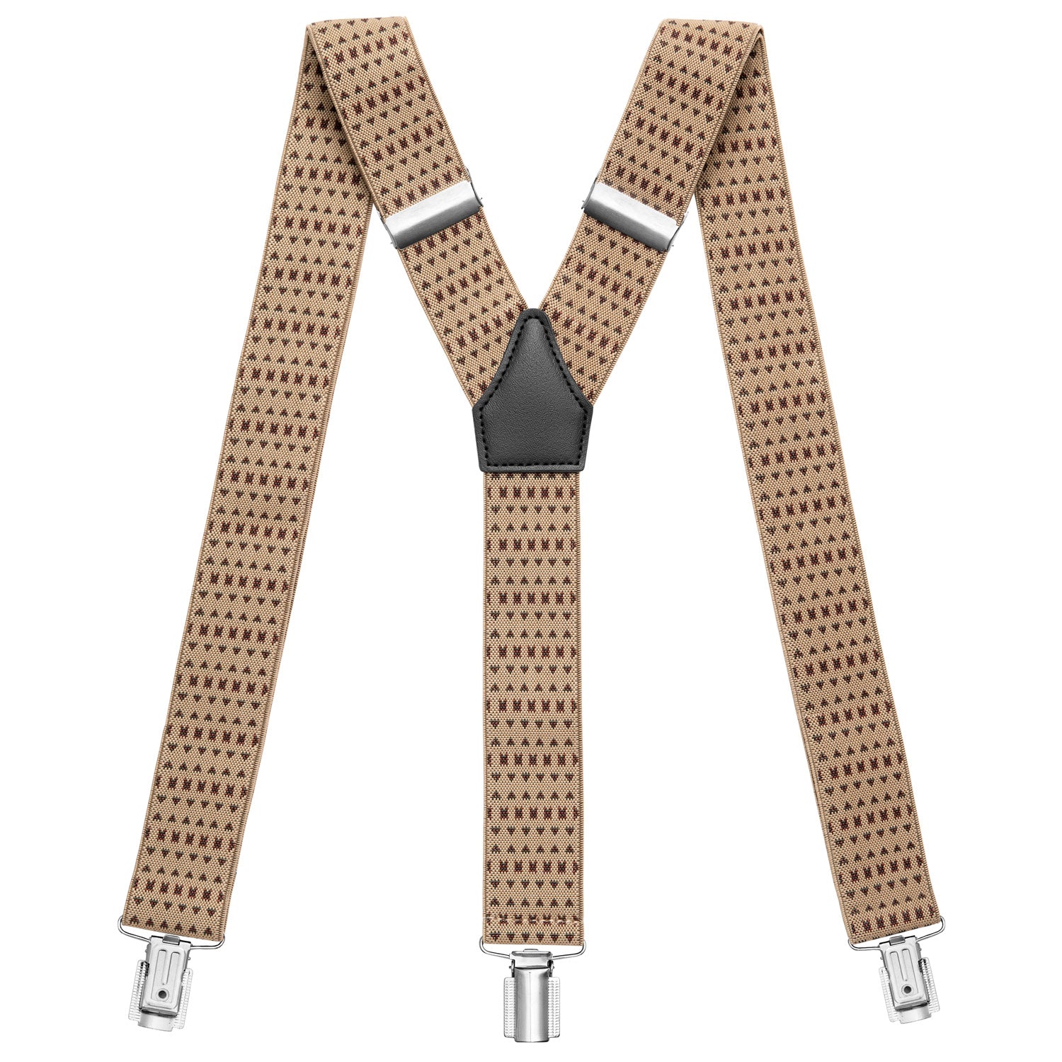 Beige Muster Hosenträger in Y-Form mit starken Clips