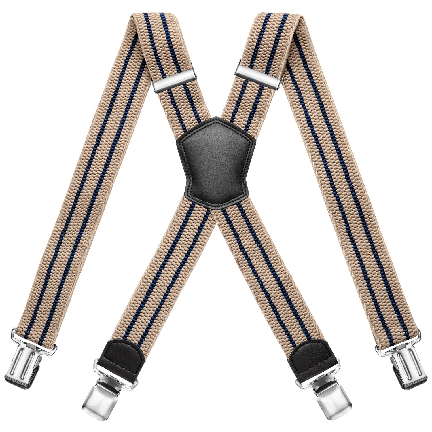 beige streifen Hosenträger in X-Form mit stabilen Clips
