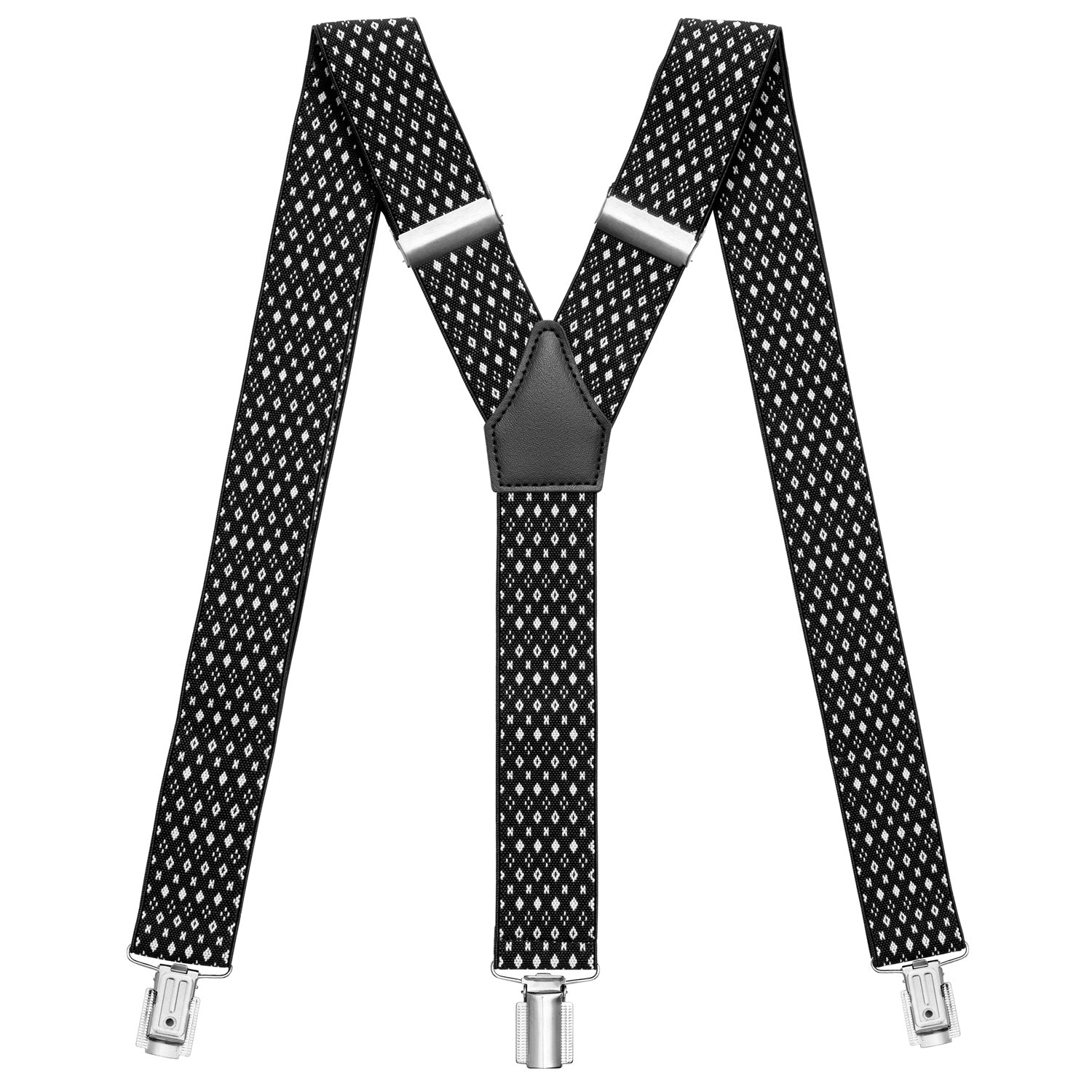 Hosenträger in Y-Form mit starken Clips und schwarz-beigem Muster