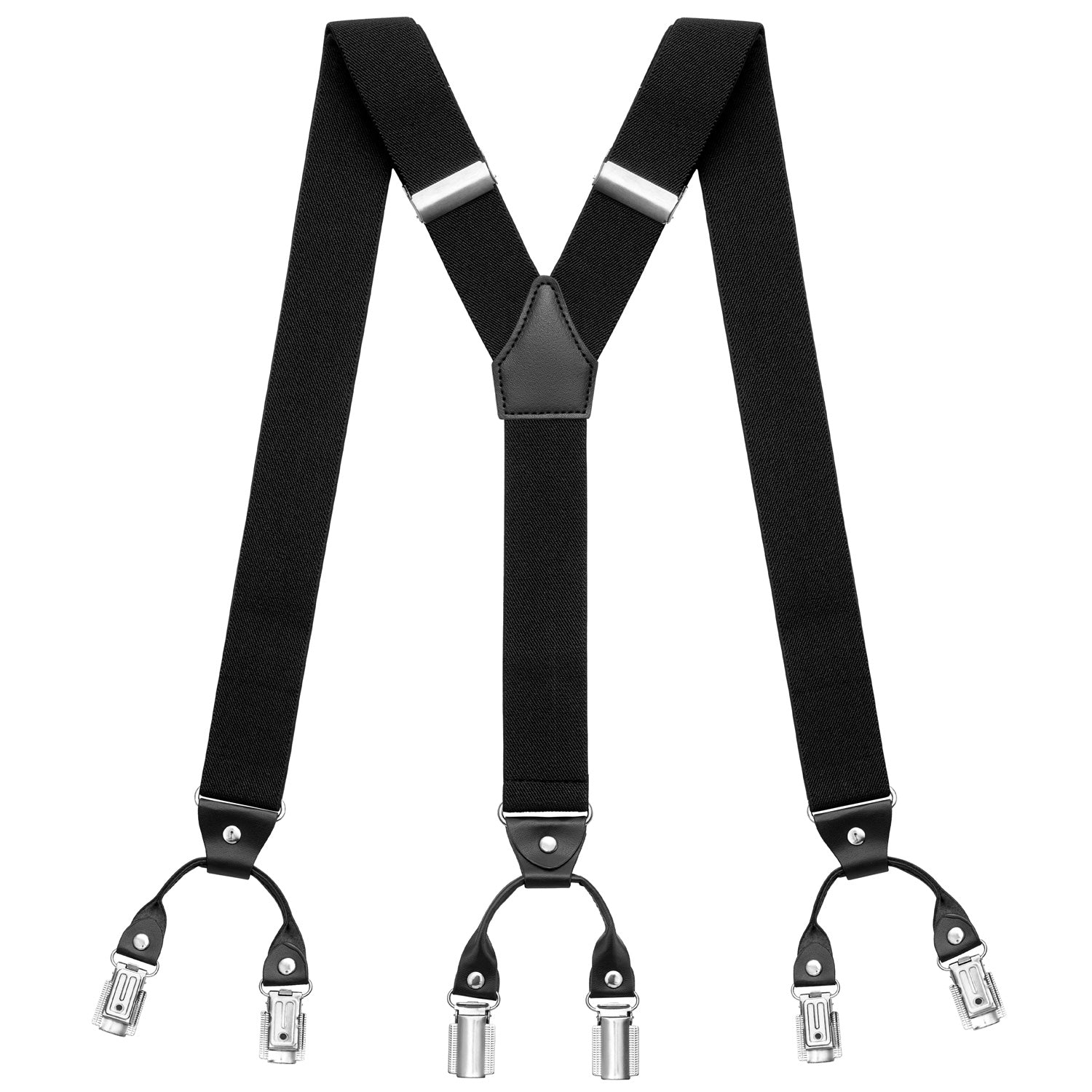 schwarzer Hosenträger mit 6 Clips