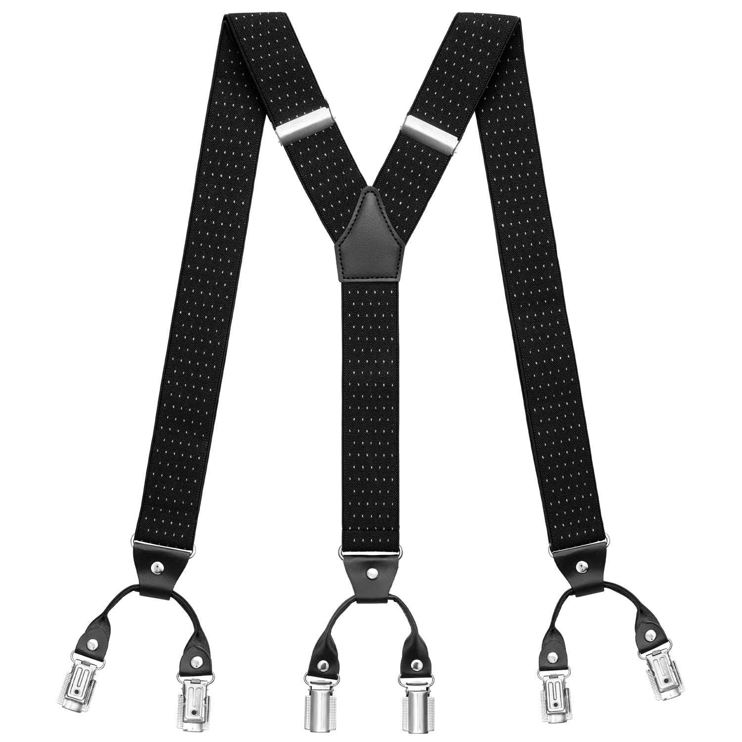 schwarz punkte Hosenträger mit 6 Clips
