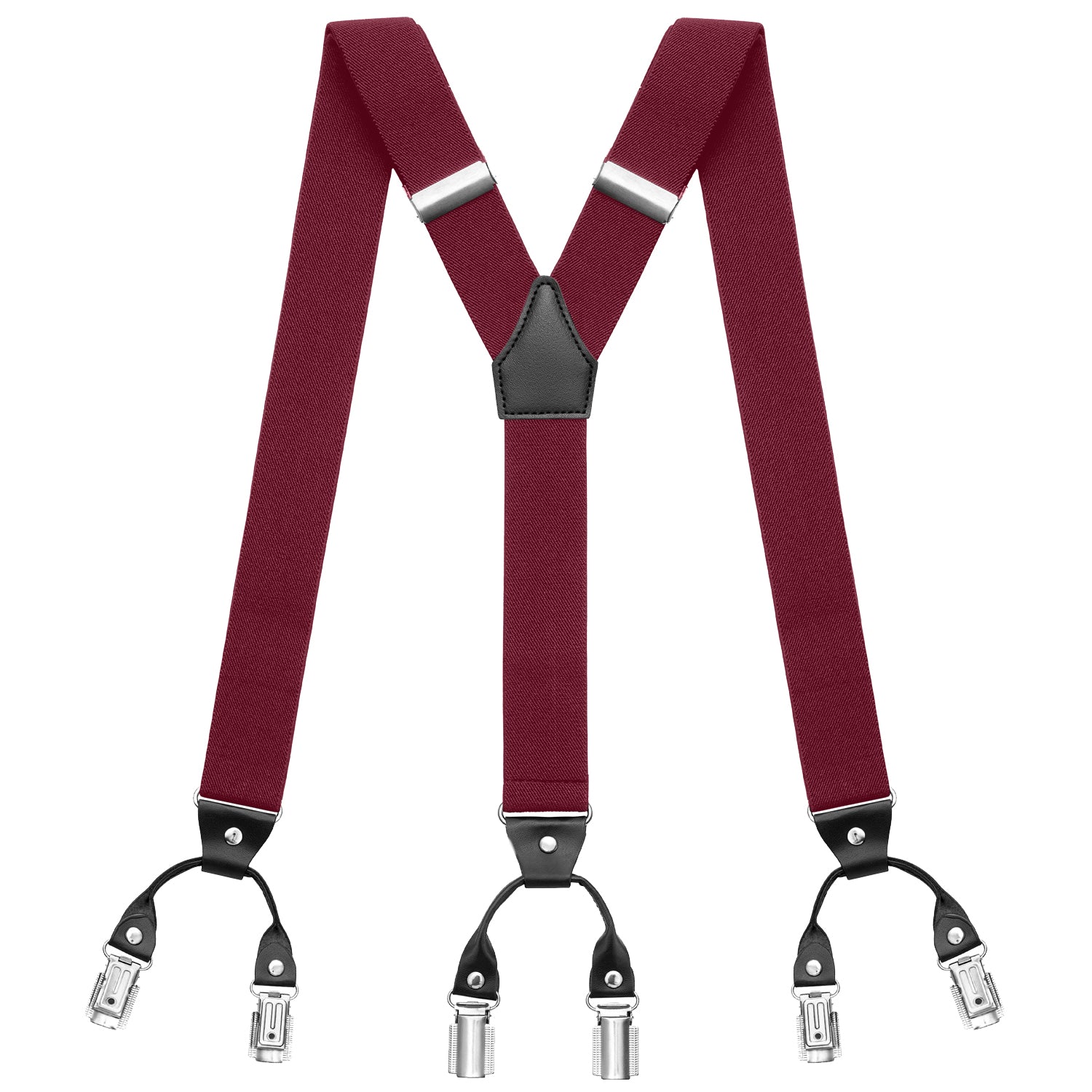 dunkelrot Hosenträger mit 6 Clips