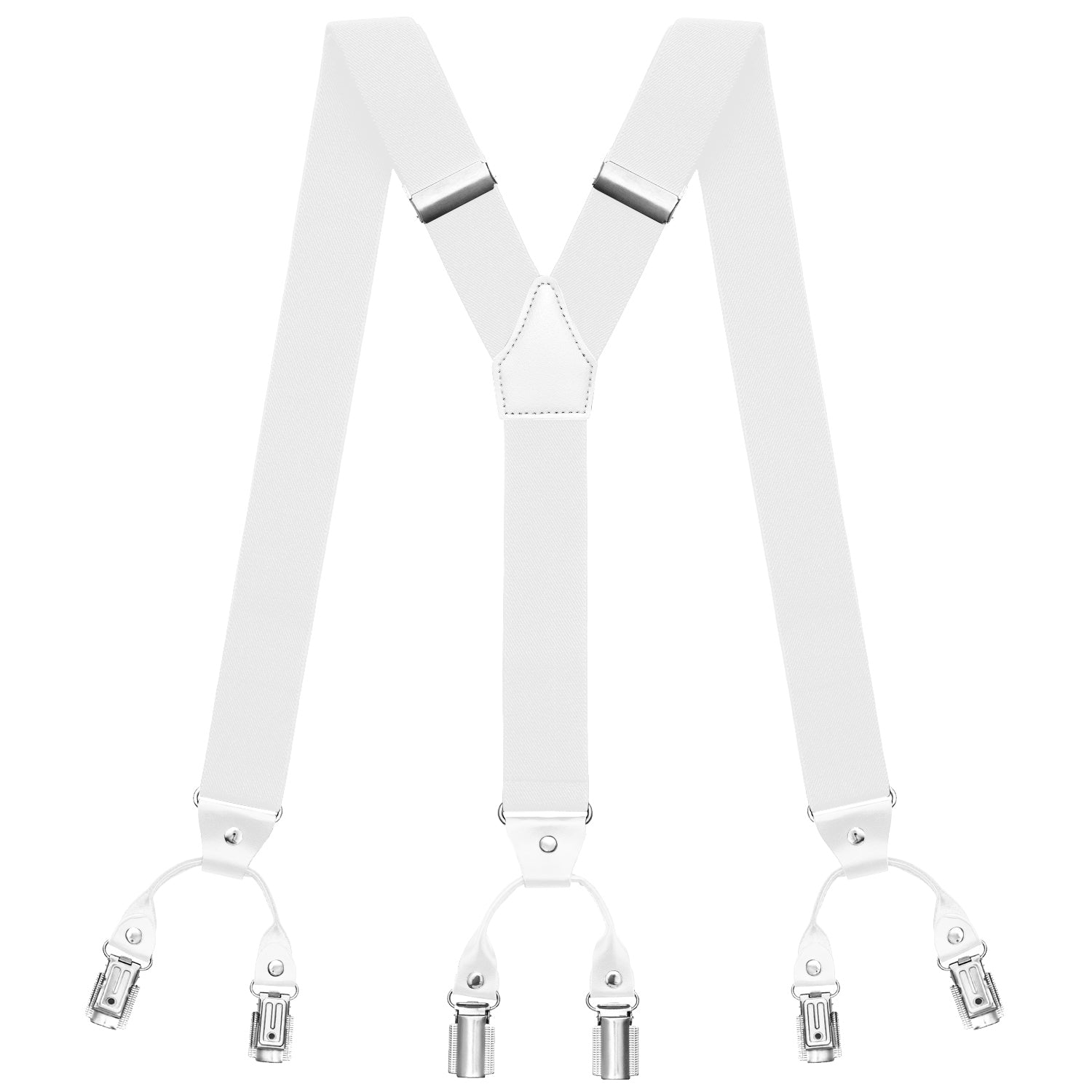 weiß Hosenträger mit 6 Clips