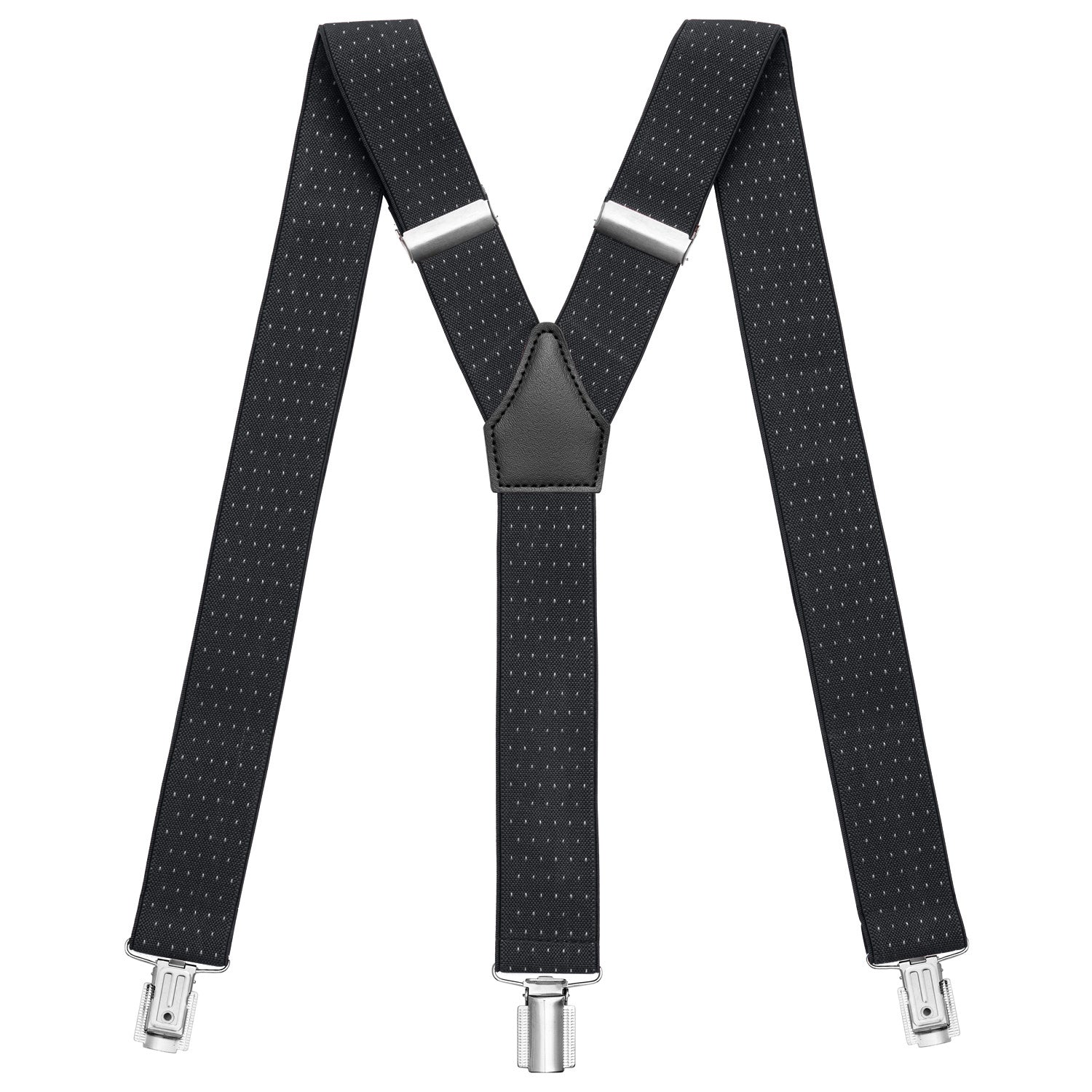 Schwarzer Hosenträger mit Punkten in Y-Form und starken Clips